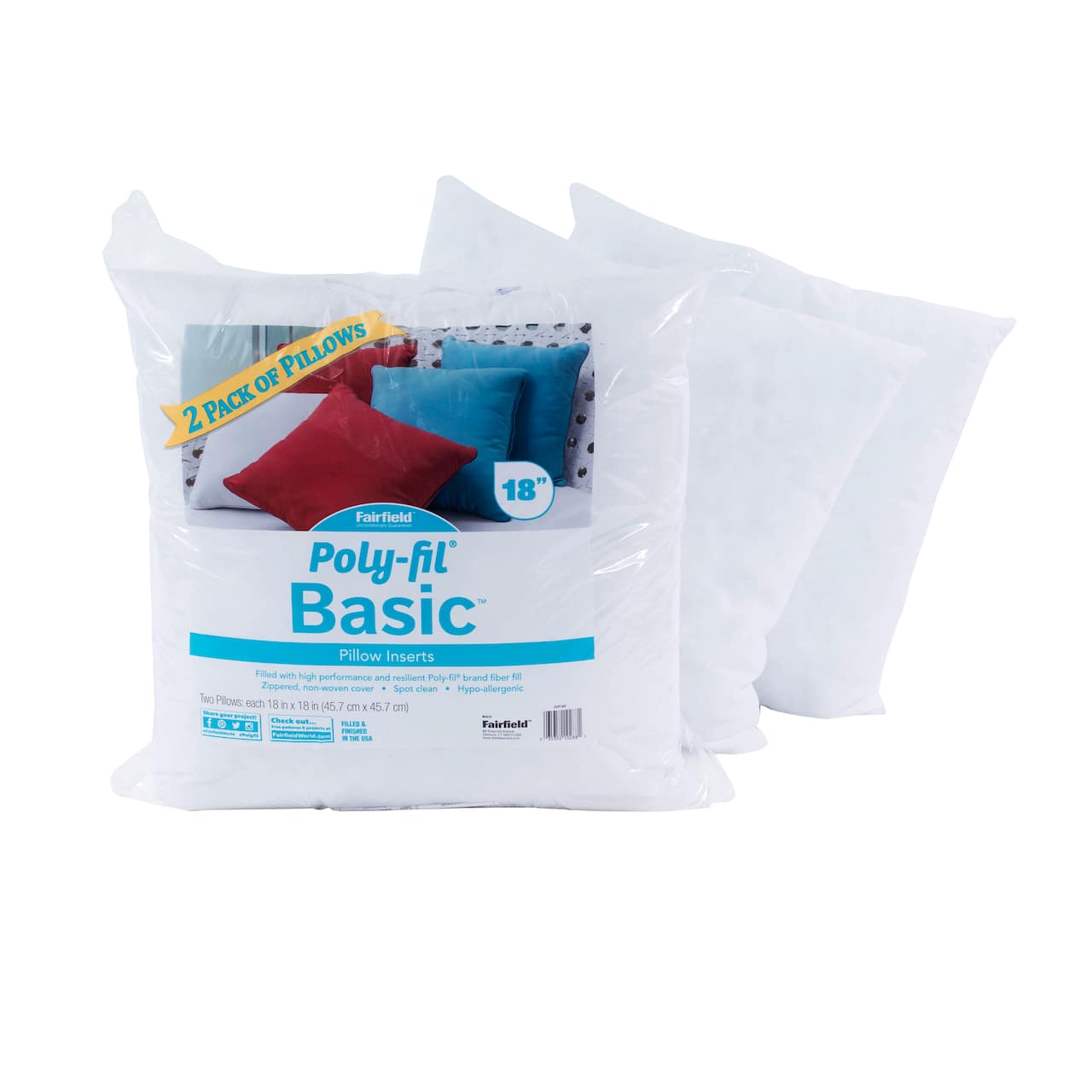 Poly-Fil® Basic™ 2ct. Pillow Inserts, 18 x 18